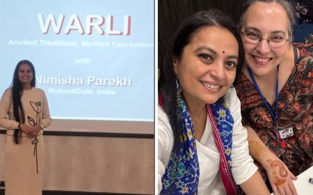 Nimishaben Parekh praised for adding Warli art into her designs at the Mehndi Conference in London