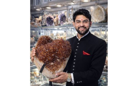 Millionaire Astrologer Astro Parduman Showcases Rare 12,324 grams Natural Heart-Shaped Citrine Crystal